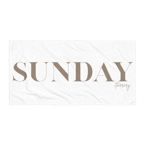 SUNDAY ITINERARY Logo Beach Towel Brown