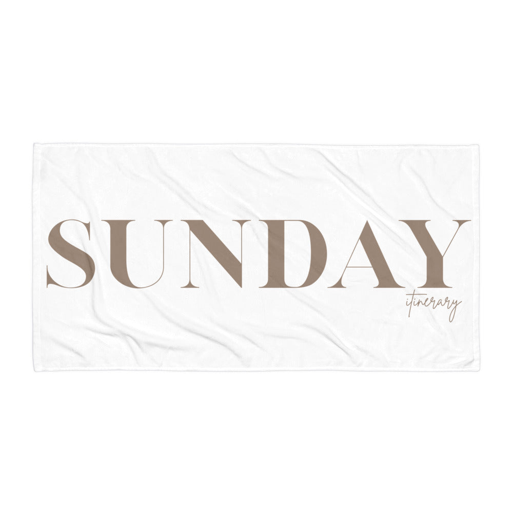 SUNDAY ITINERARY Logo Beach Towel Brown